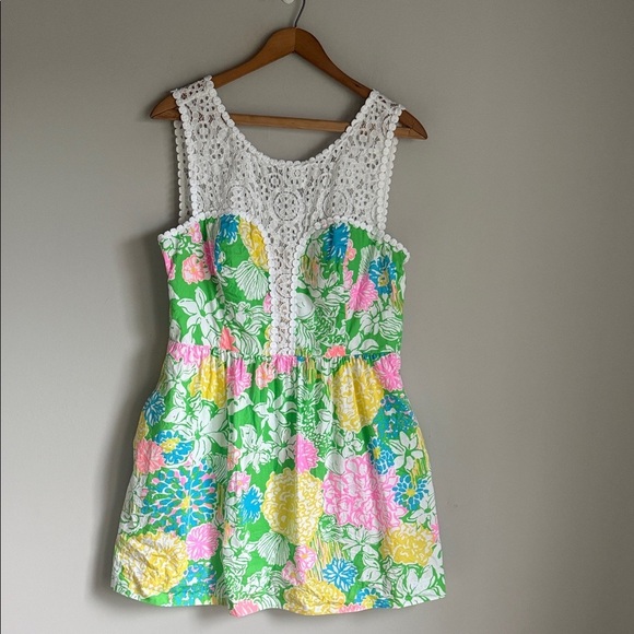 Lilly Pulitzer Raegan Dress Hibiscus Stroll 12 - Picture 2 of 15